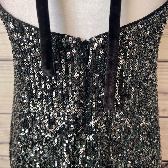 One33 Social Black & Purple Sequin Colorblock Backless Halter Dress - Picture 13 of 15